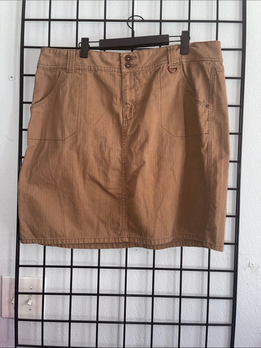 Faded Glory Brown Casual Mini Skirt with Front Pockets